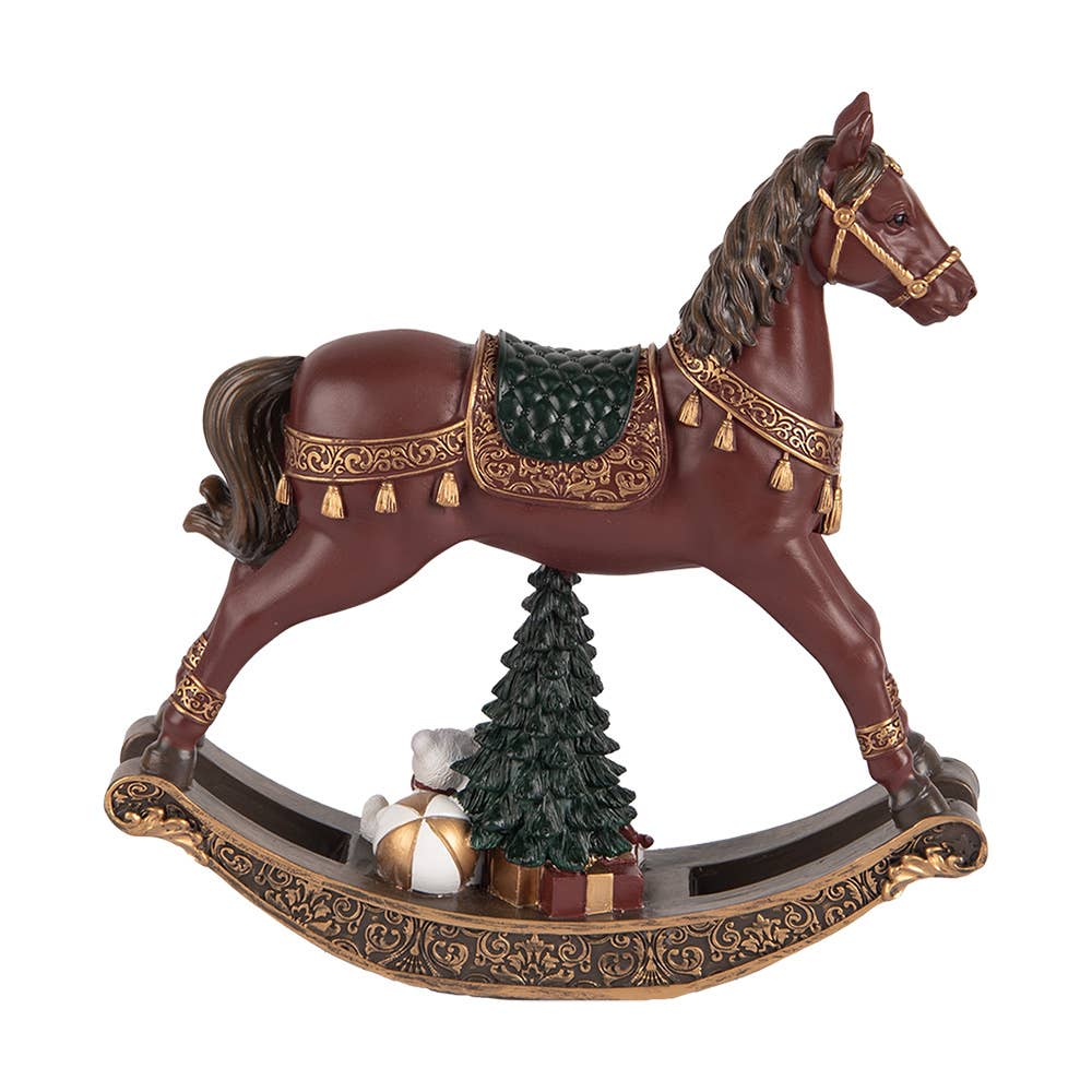 Weihnachtsdekoration Figur Schaukelpferd rotbraun 18x5x19