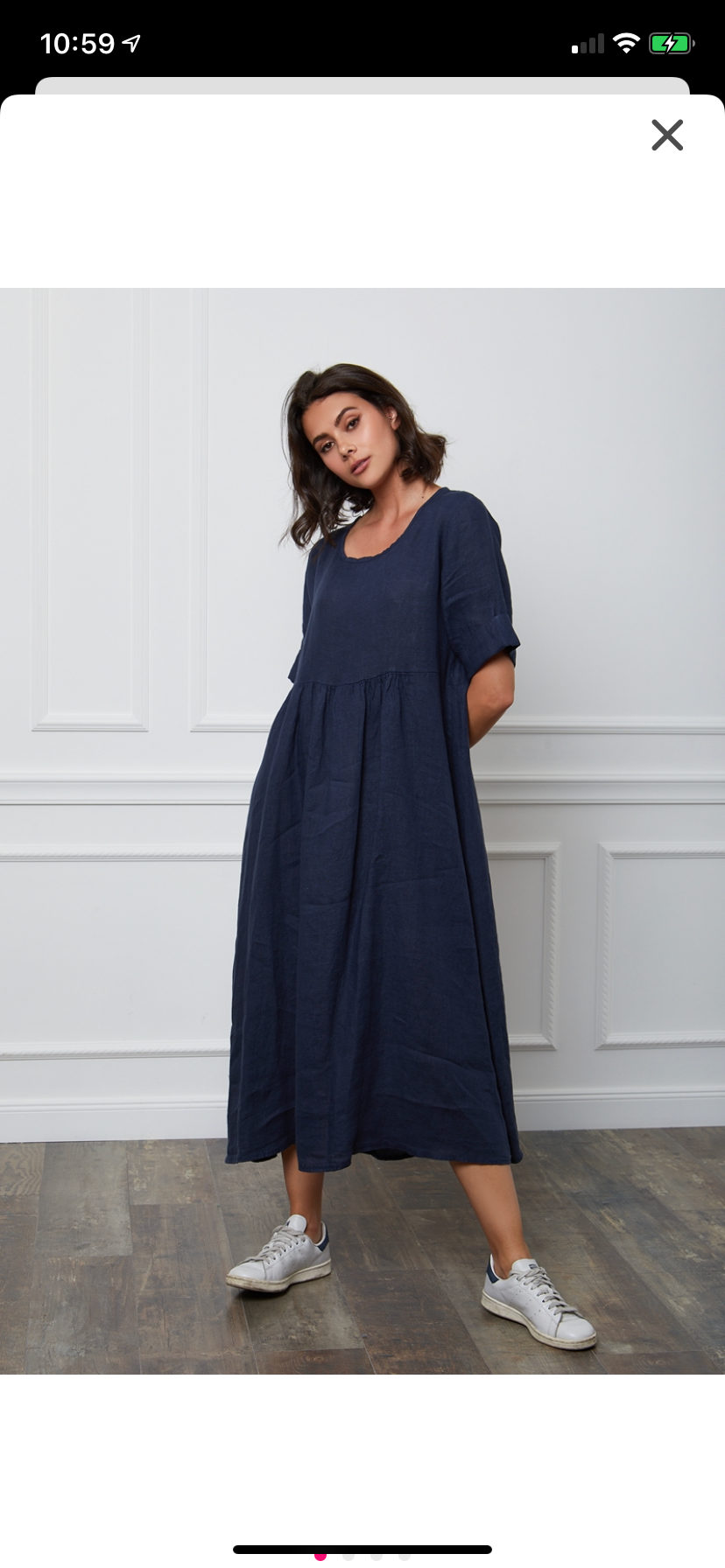 Langes Kleid Leinen Marine blau