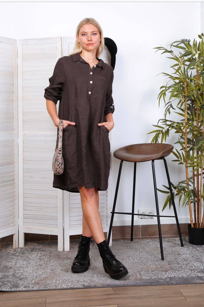 Leinenkleid mit Taschen