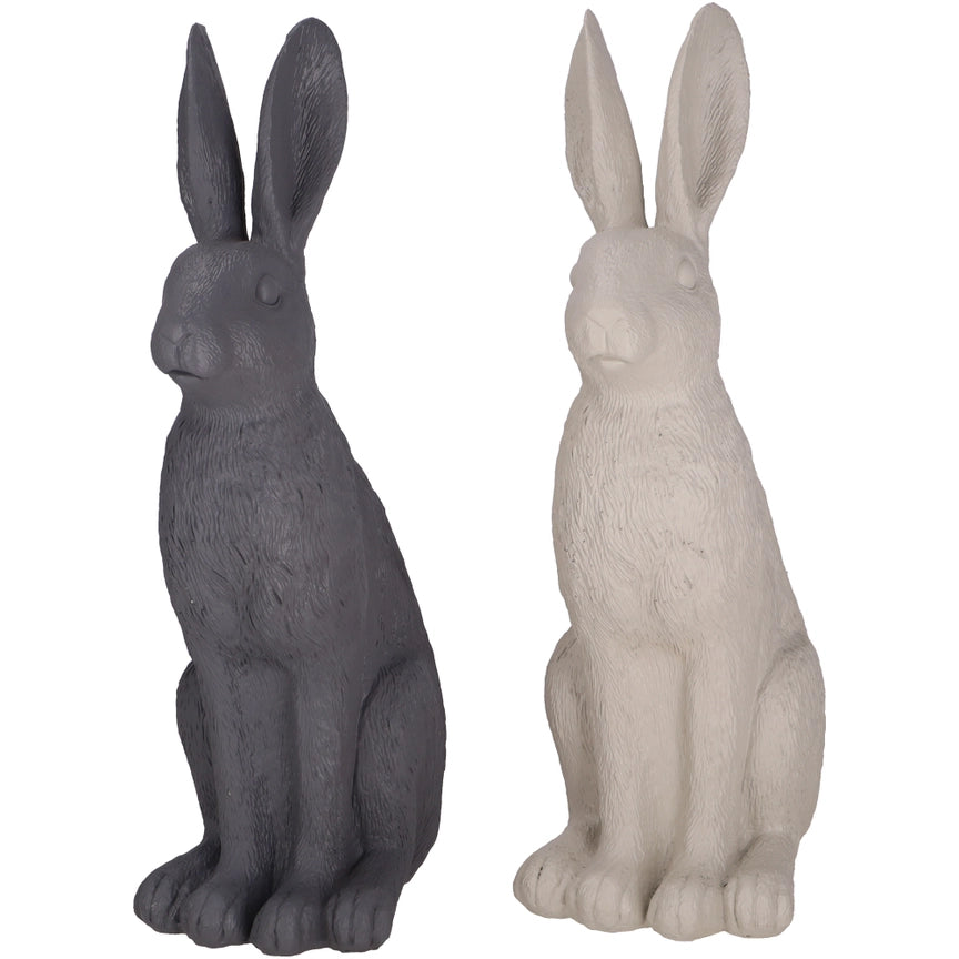 Poly Hase Lovis, 2 Farben, H40cm, Hellgrau/Grau