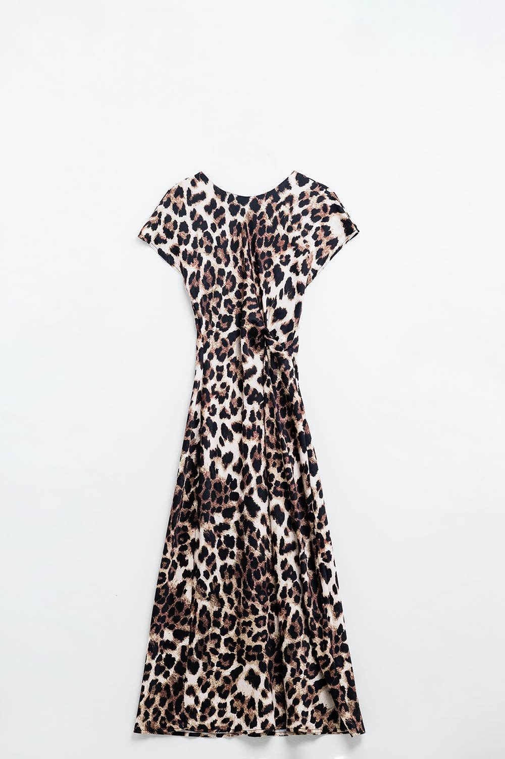 Maxikleid mit Leopardenmuster und Knotendetail an der Taille