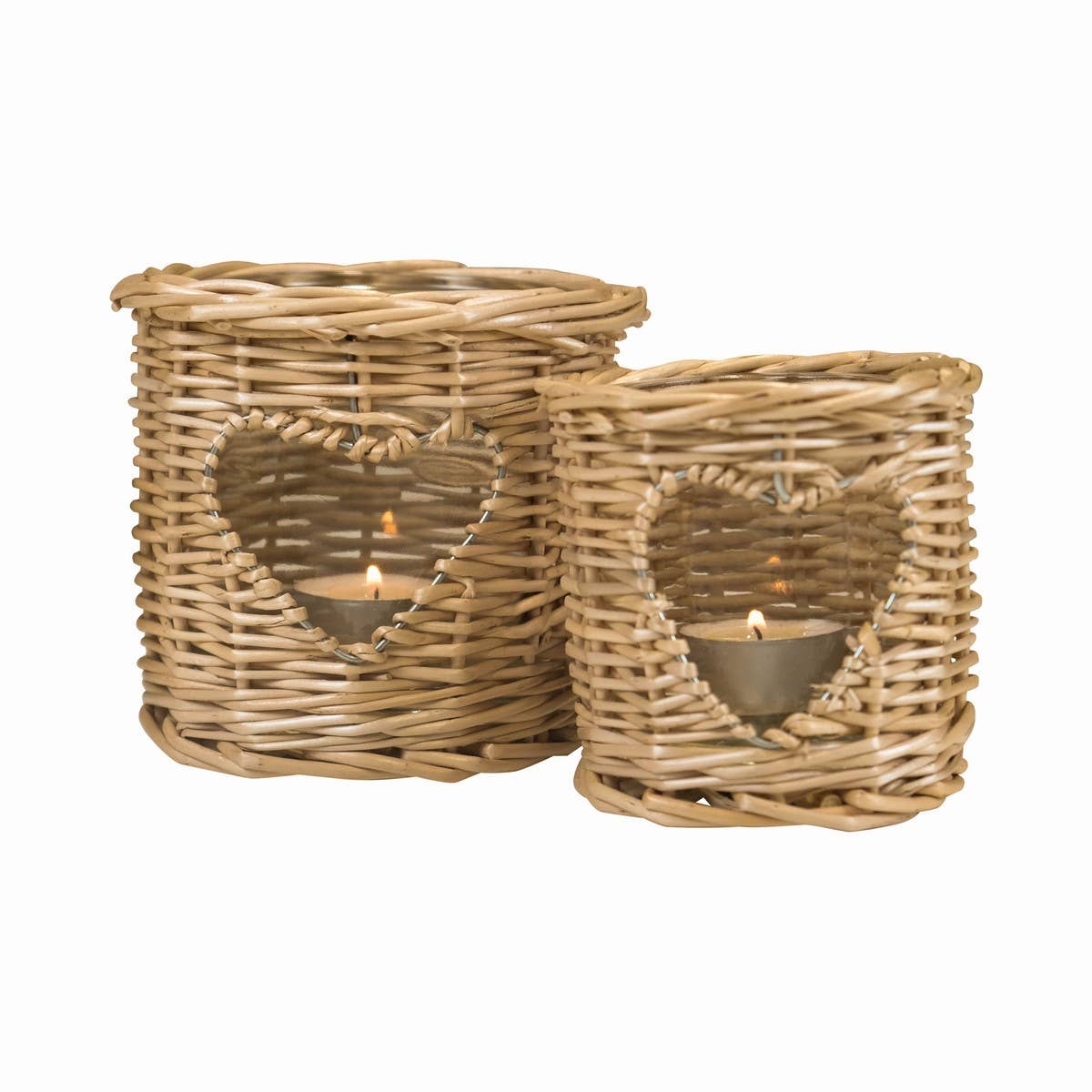 Rattan Windlicht Herz 12cm