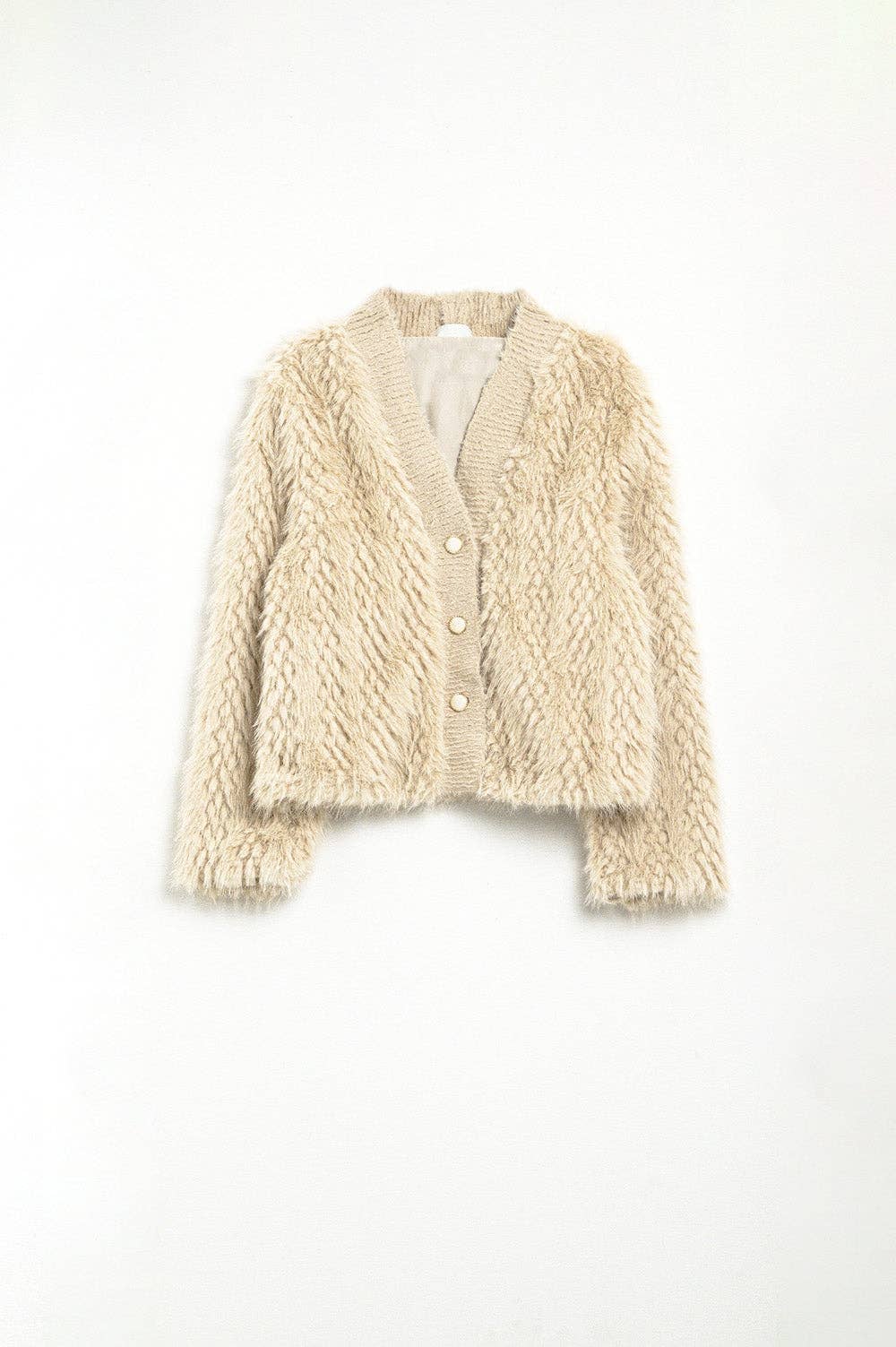 Kurzjacke in Beige aus feinem Fell