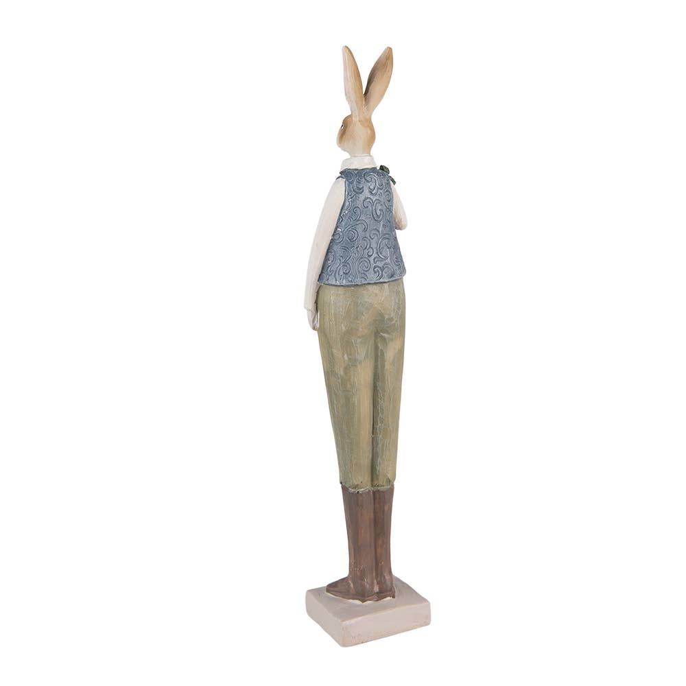 Clayre & Eef Hasenfigur aus Polyresin, 36 x 6 x 5 cm, Blau-Grün