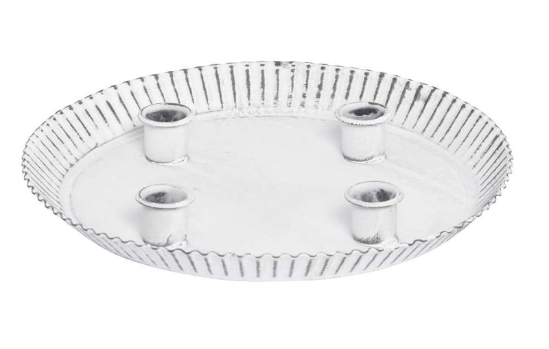 Kerzen Tablett weiß Metall