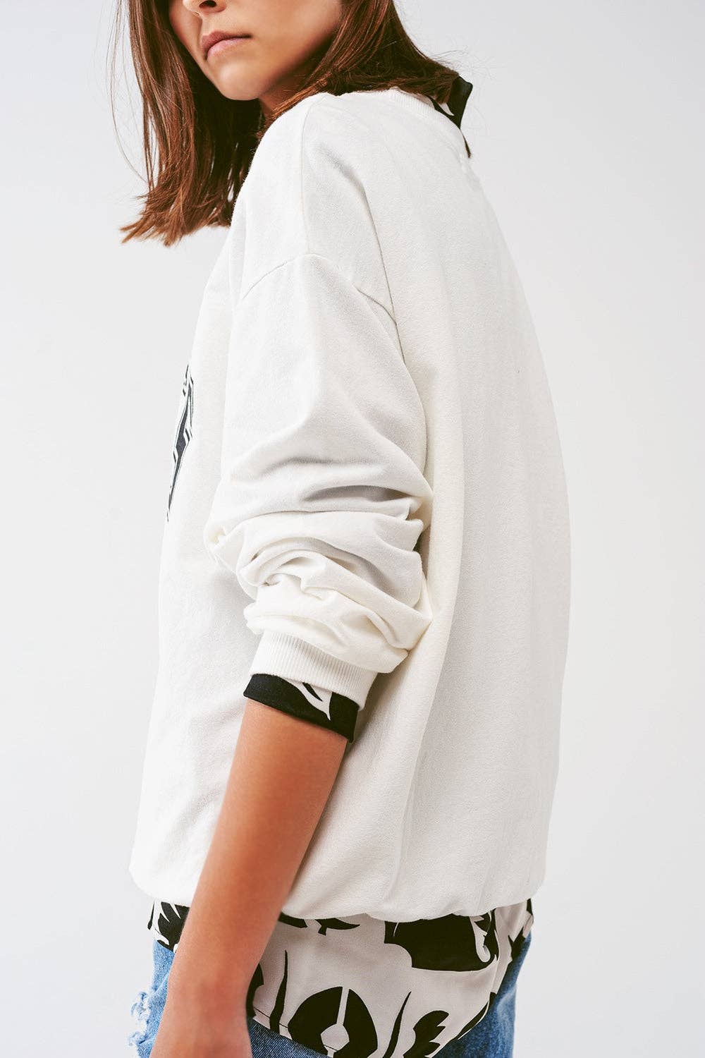 Übergroßes Sweatshirt mit Los Angeles-Text in Weiß