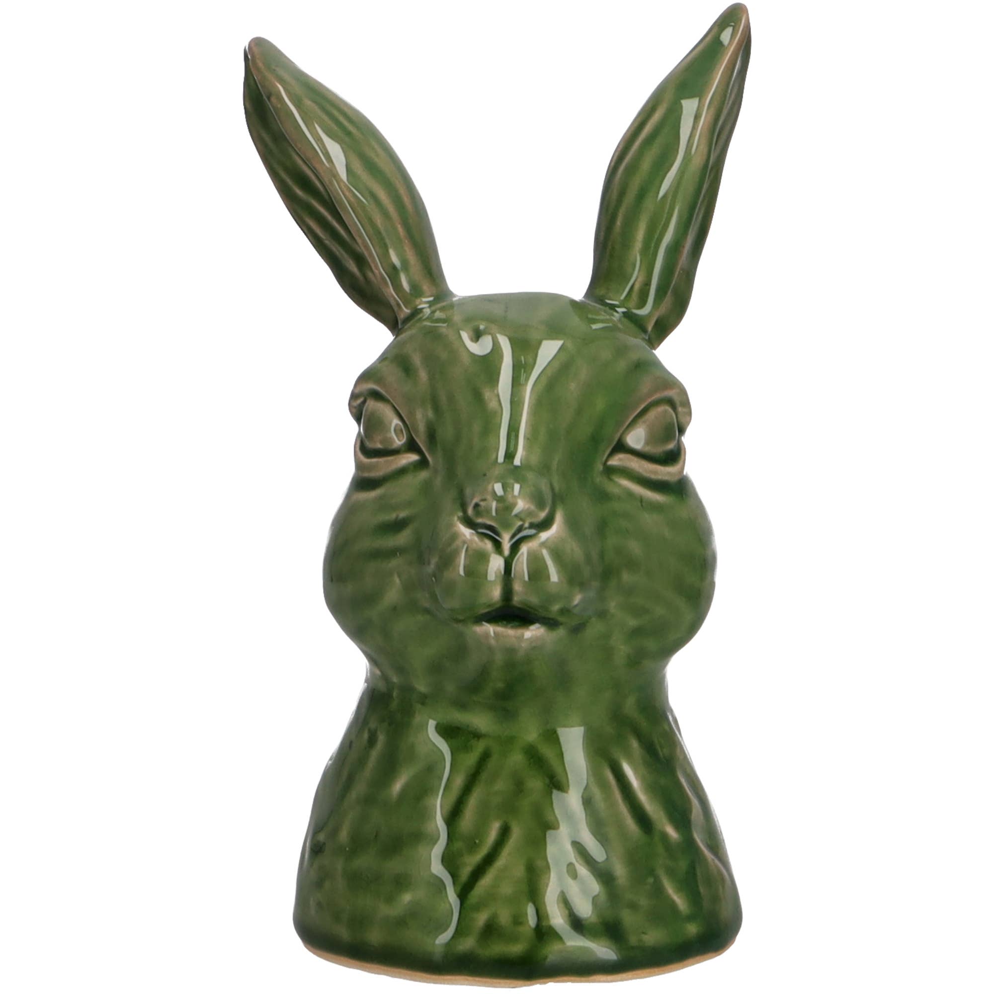 Keramik Hasenkopf Aimar, L13,5cm, B12cm, H21cm, Hase grün