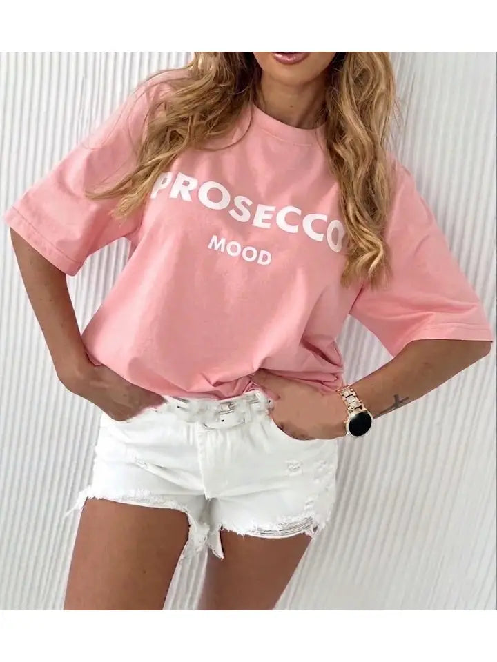 Bedrucktes T-Shirt aus Baumwolle -Prosecco Mood