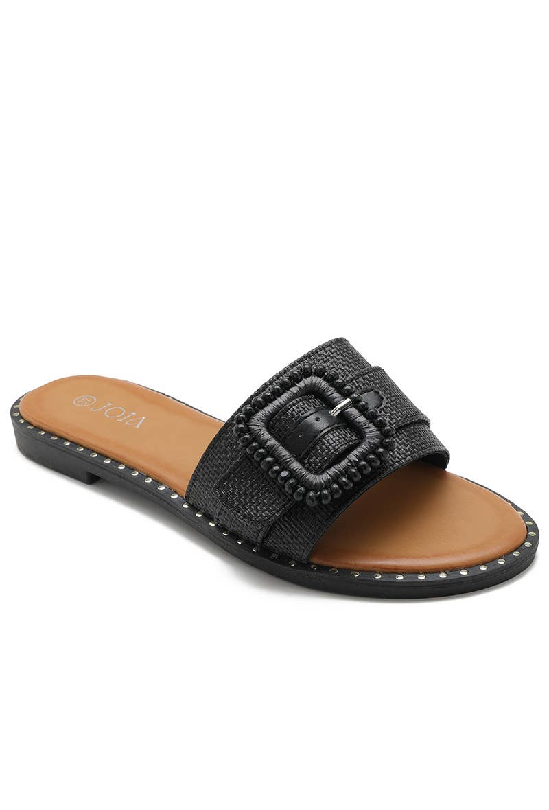 Trendige flache Schnalle Sandale schwarz