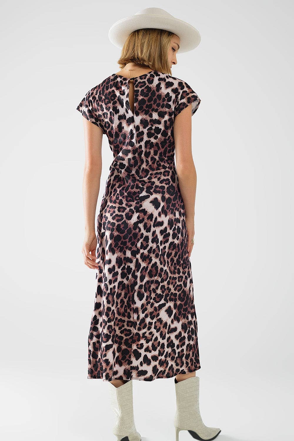 Maxikleid mit Leopardenmuster und Knotendetail an der Taille