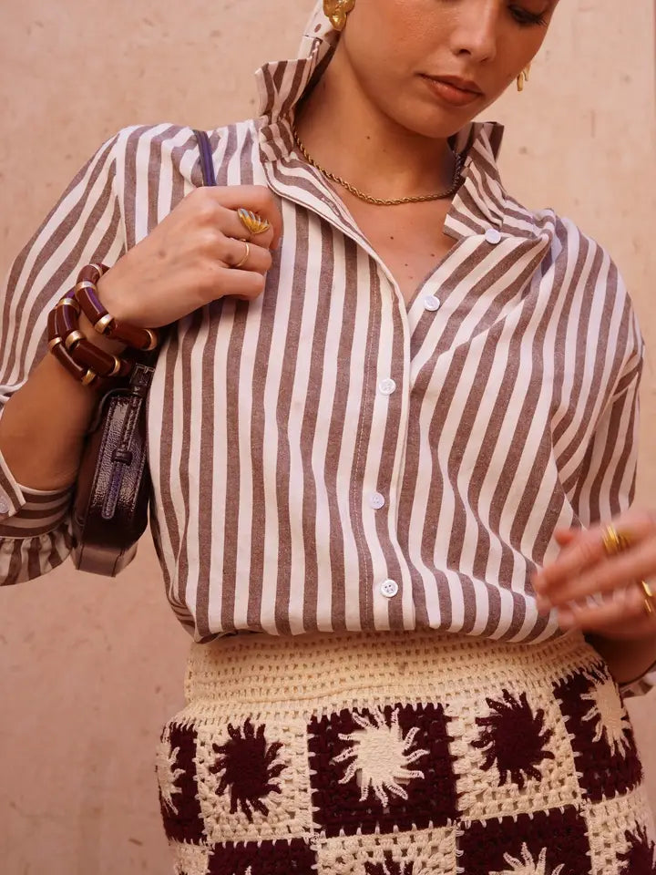 Bluse mit Stehkragen gestreift
