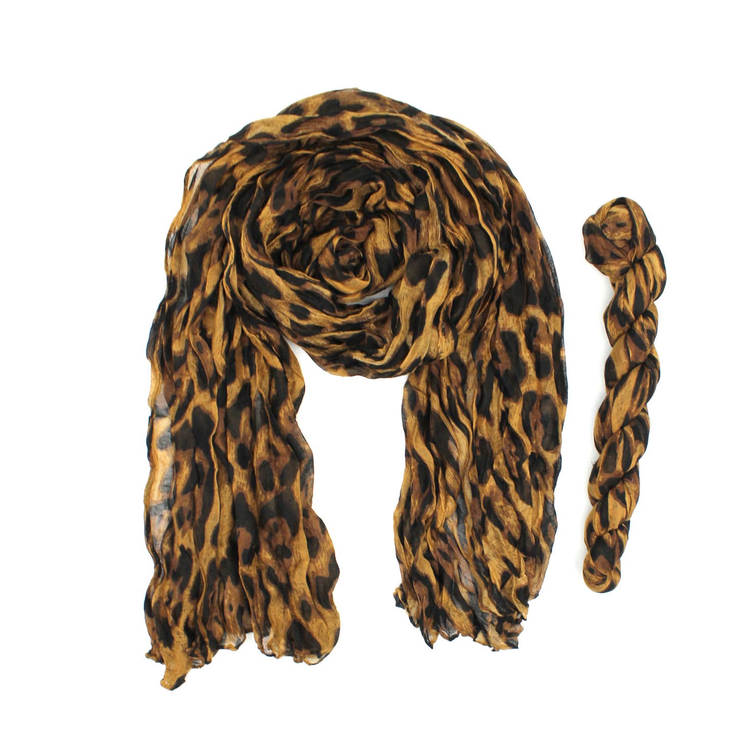 Langer plissierter Schal mit Leopardenmuster