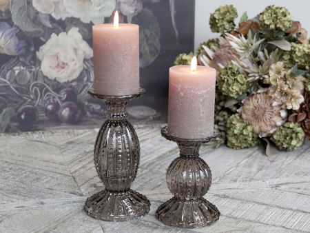 Kerzenständer m. Perlkante von Chic Antique