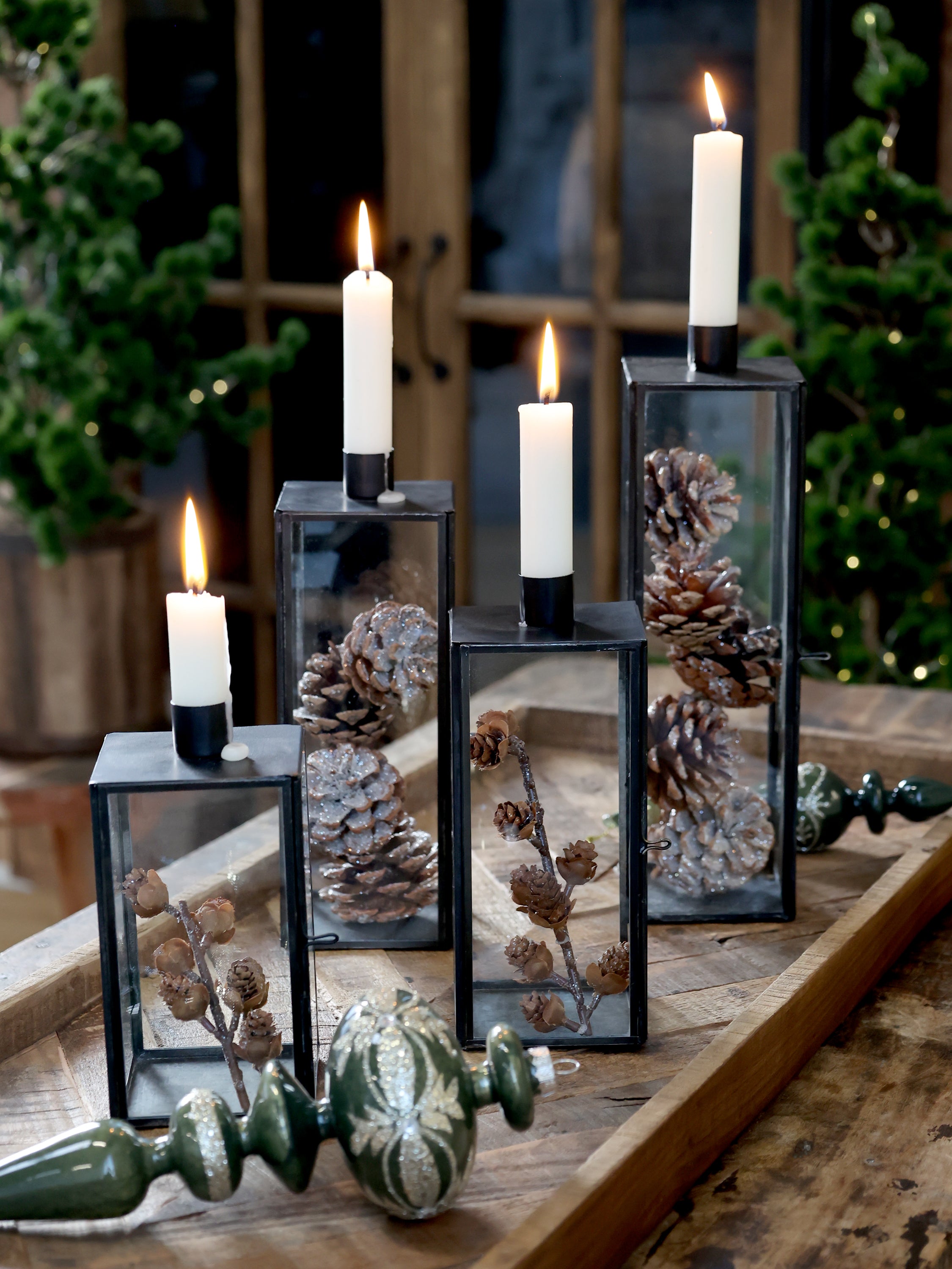 Kerzenständer Laterne mit Schliff Chick Antique schwarz