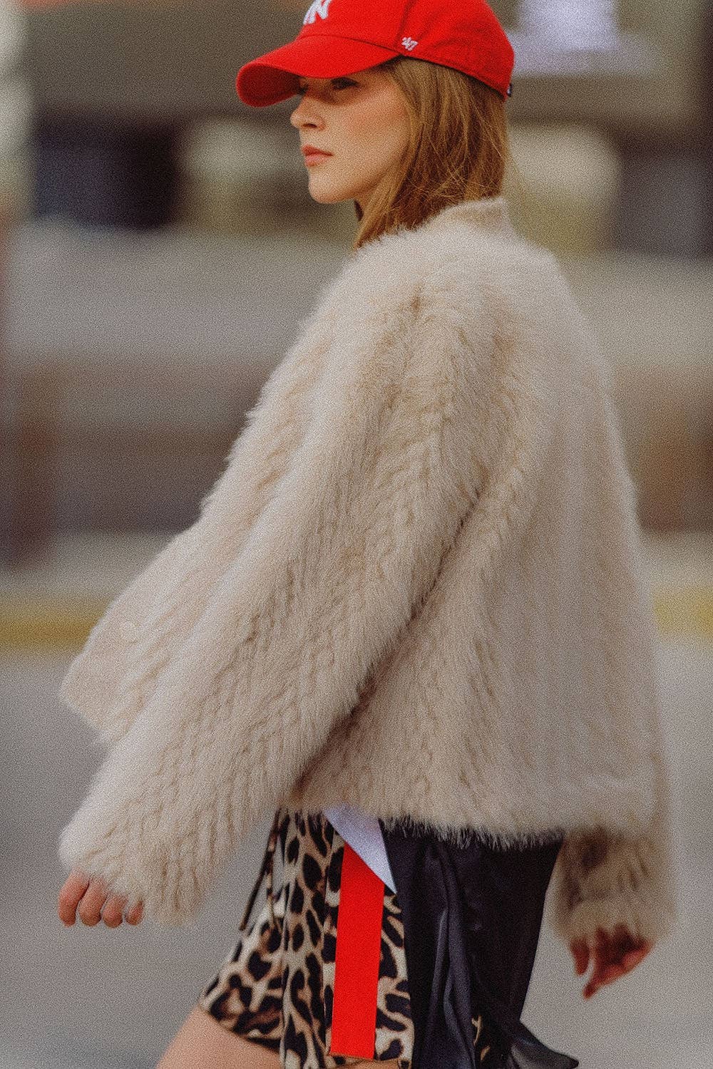 Kurzjacke in Beige aus feinem Fell