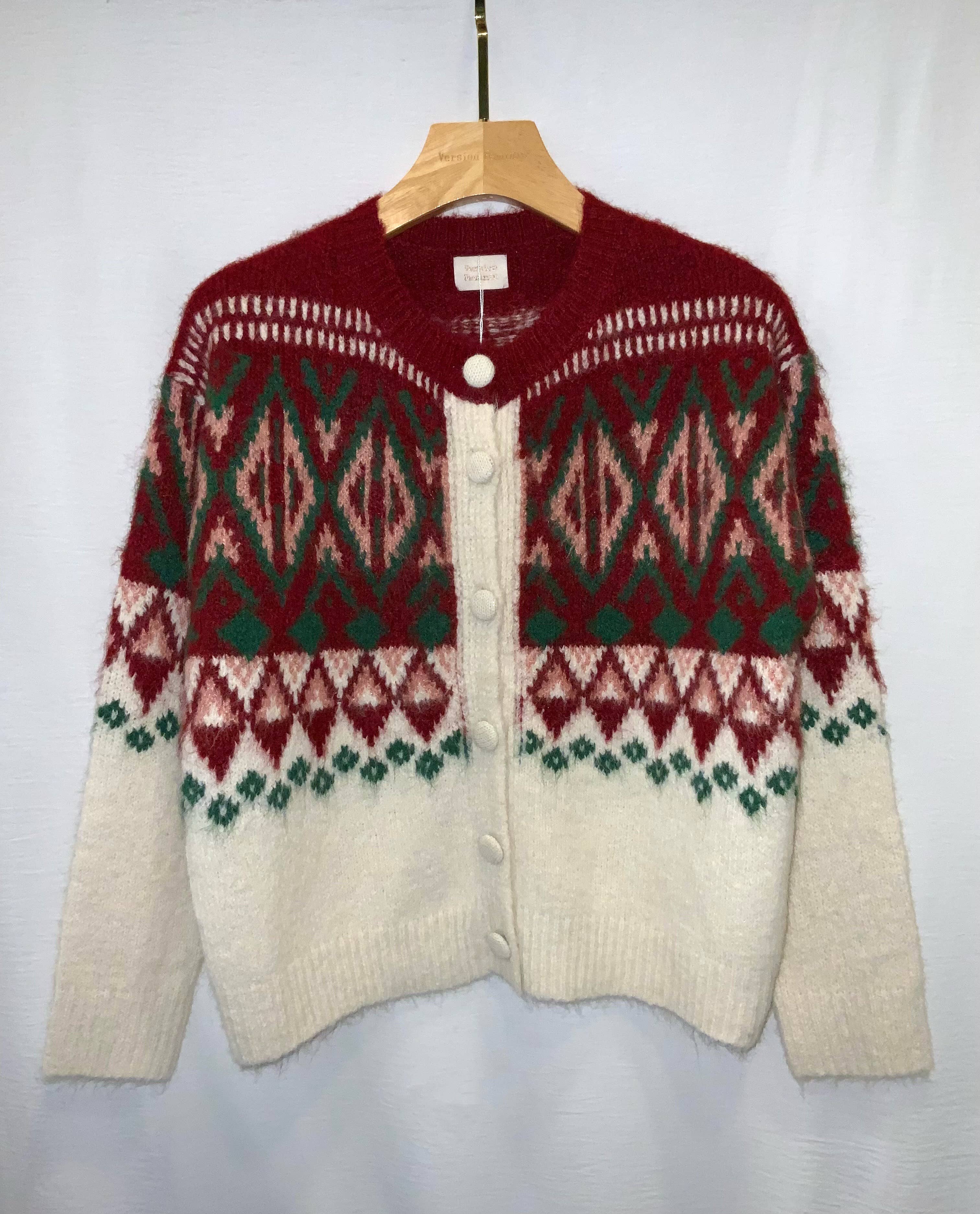 Strickjacke bordeaux Norweger Einheitsgröße.