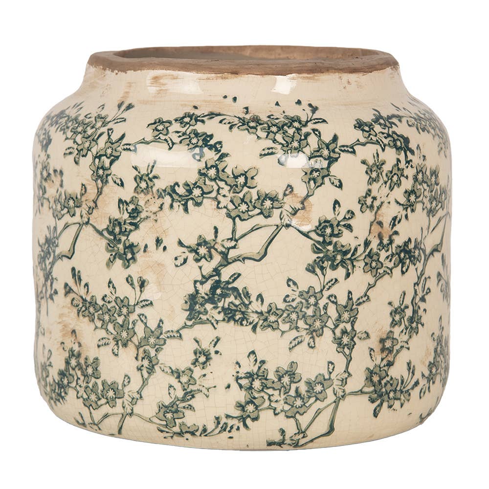 Pflanzgefäß Ø 18x16 cm Beige Keramik Blumen