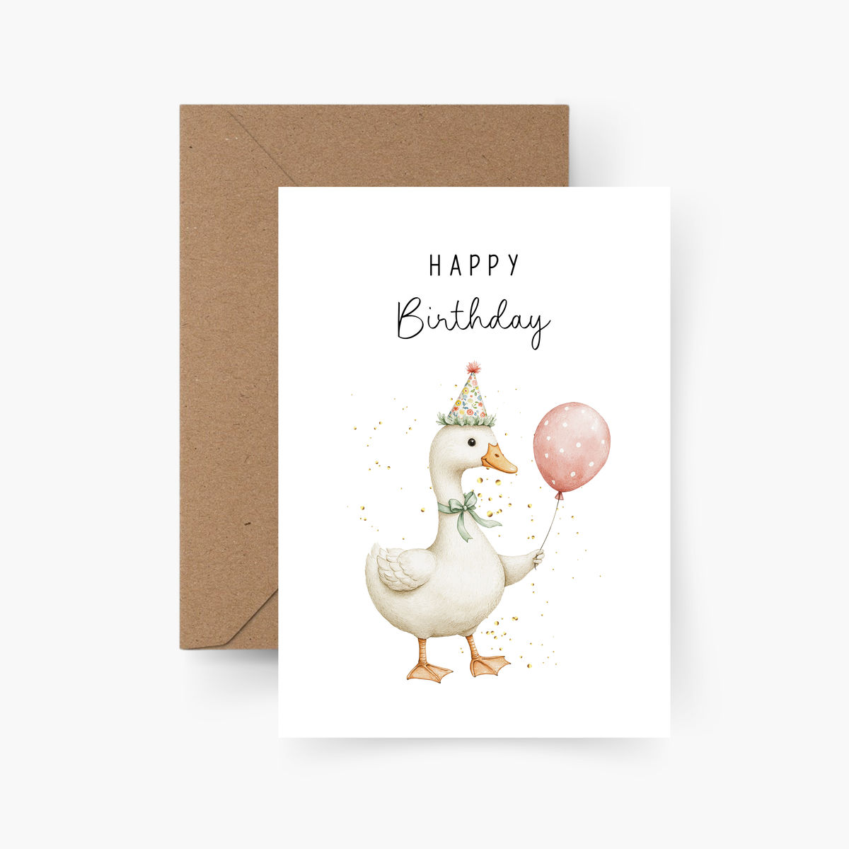 Geburtstagskarte Gans mit Ballon | Postkarte A6
