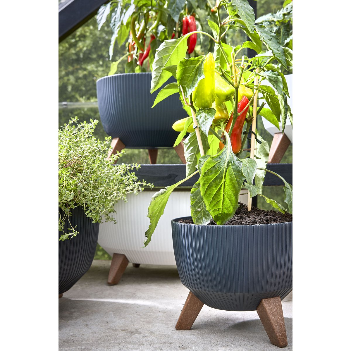 Blumentopf Doppio H20,5 x Ø40 cm – recycelter Kunststoff