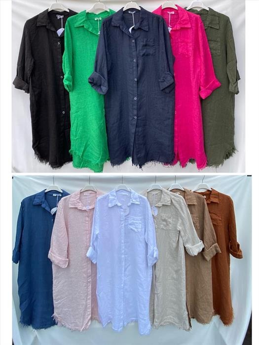 Leinen Bluse mit Fransen