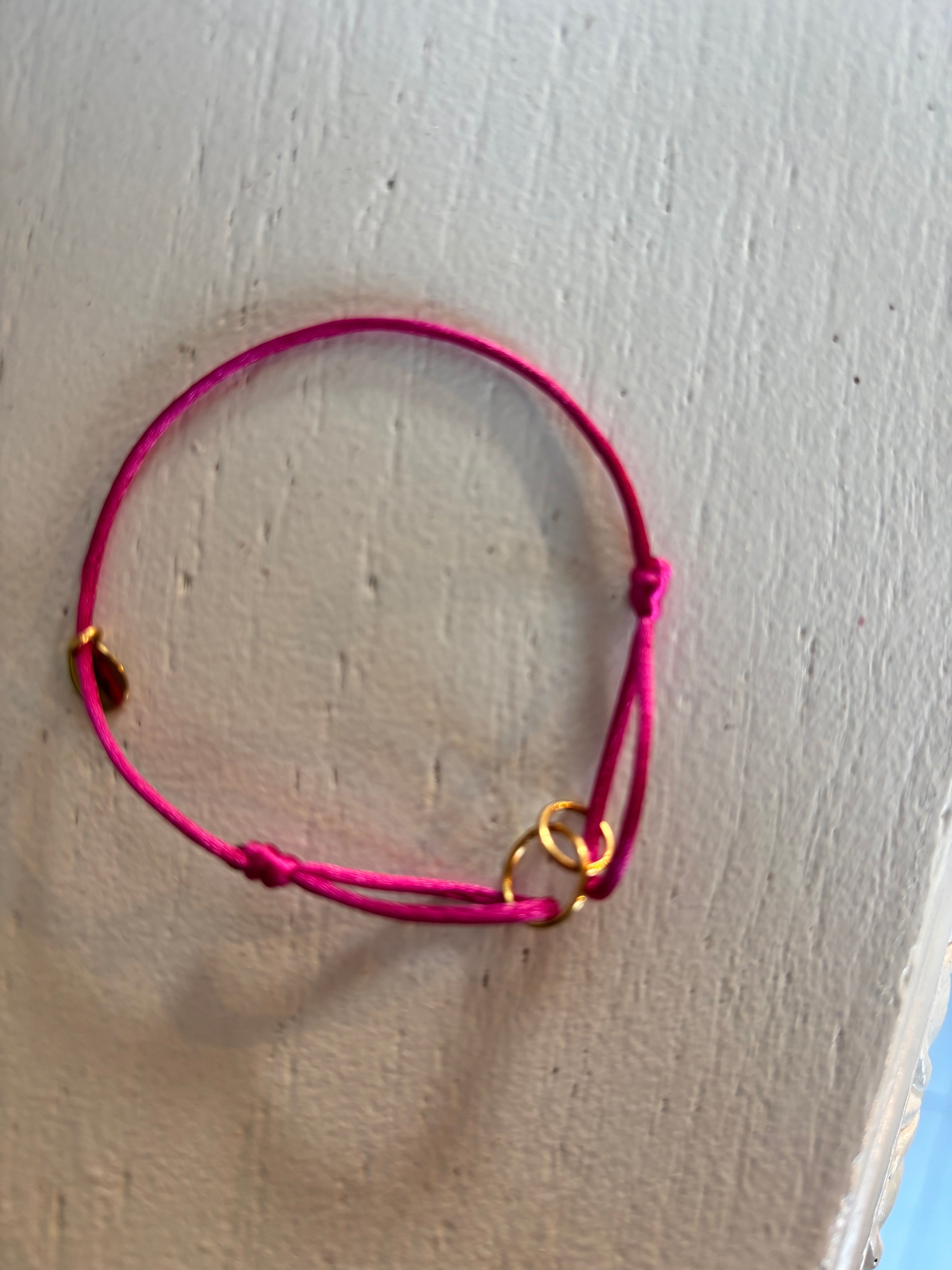Satin Armband pink mit gold