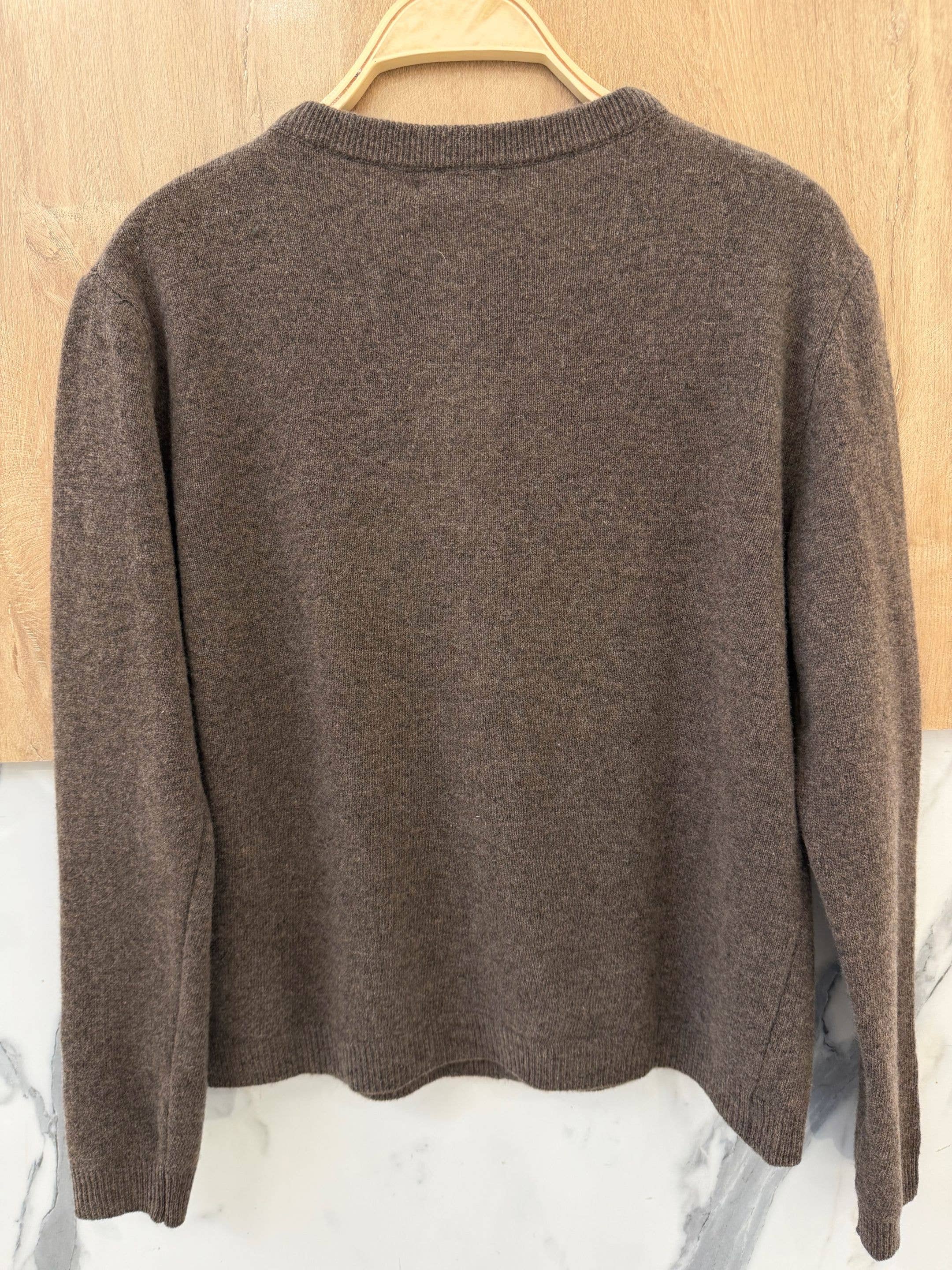 Rundhals-Cardigan aus 100 % Wolle – Hergestellt in Italien: Taupe / Einheitsgröße