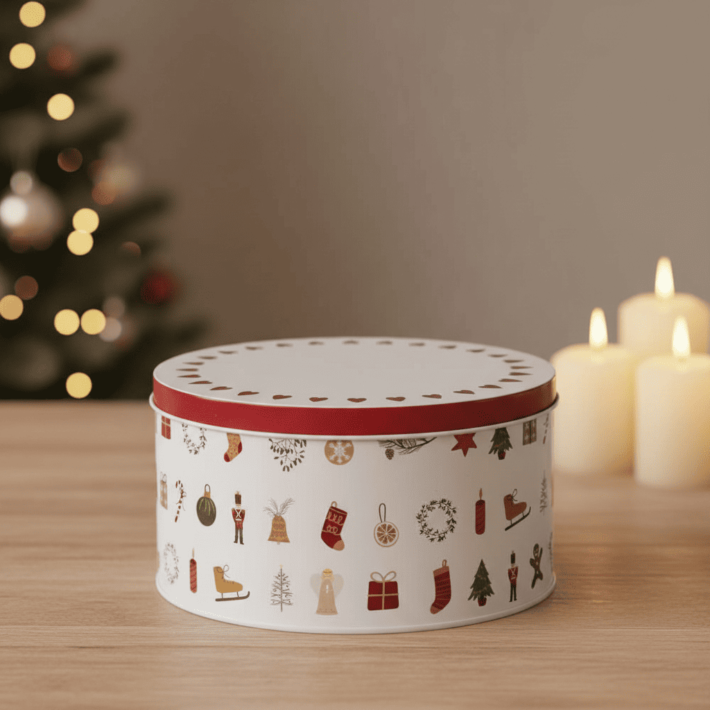 Ib Laursen Gebäckdose Nostalgie rund Weihnachtsmotiv