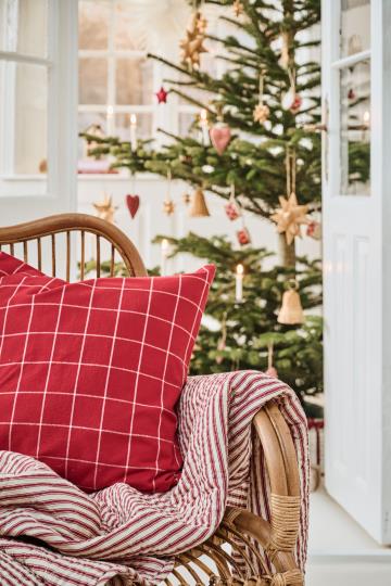 Kissenbezug Silja rot mit großen Karos