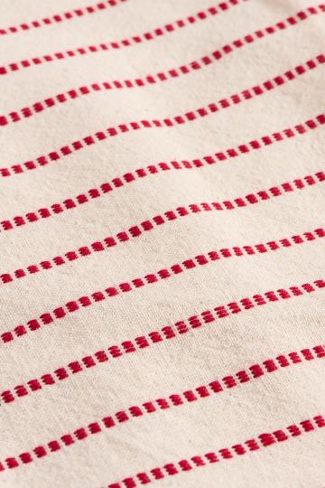 Kissenbezug Holly natur mit roten eingewebten Streifen