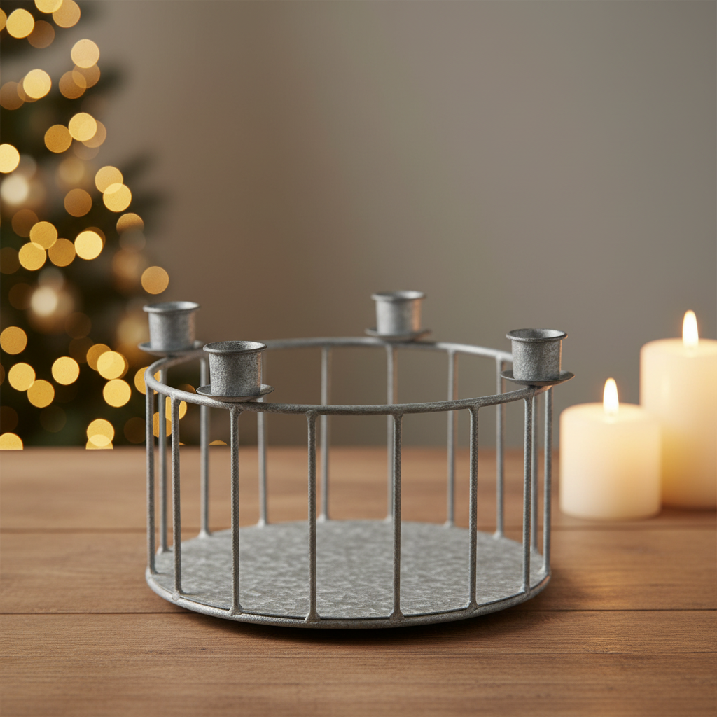 Korb mit Spitzenkerzenhaltern