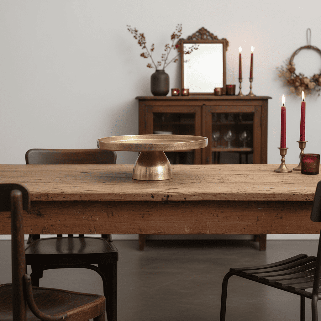 Metall Teller Marcy auf Fuß, D32cm, H12cm, gold