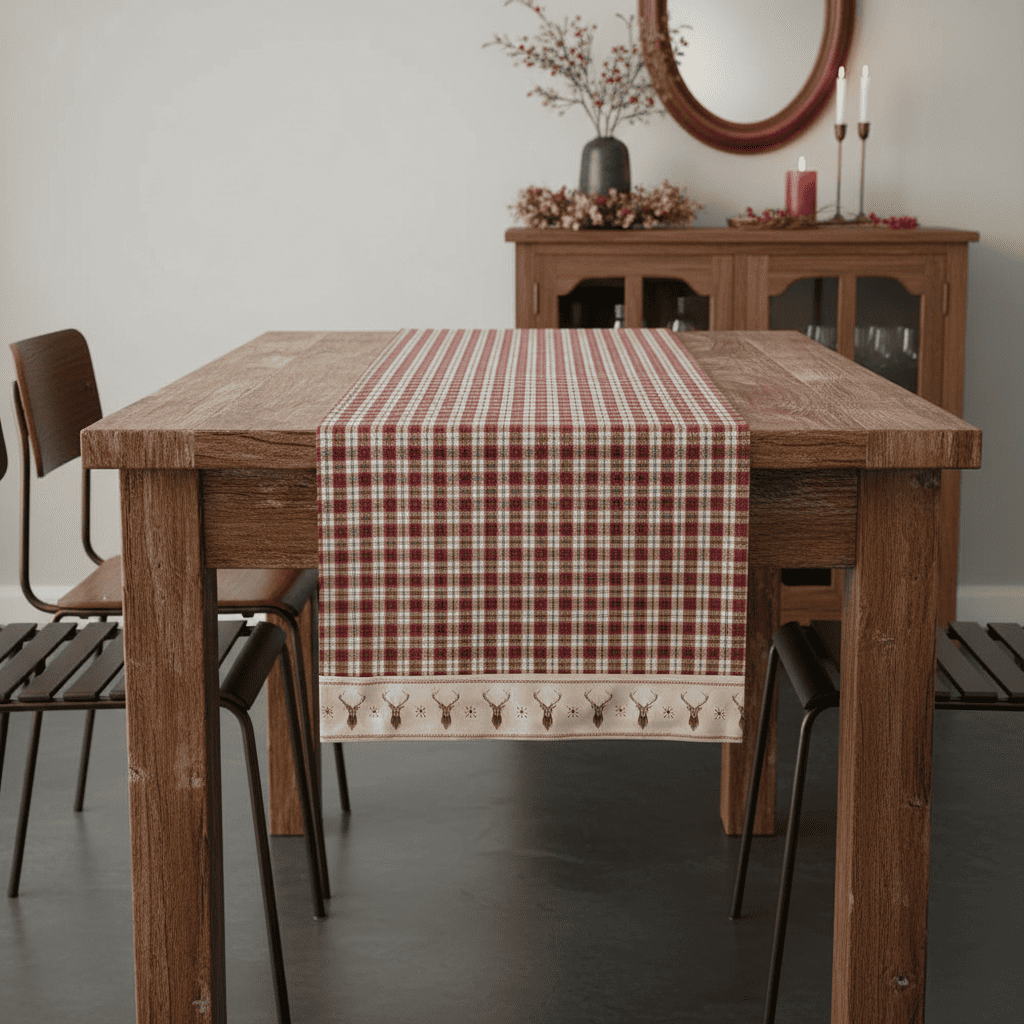 Tischläufer rot beige 50x140cm