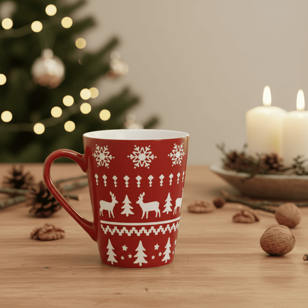 Weihnachtstasse / Becher rot weiß