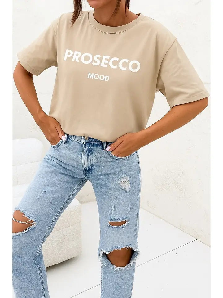 Bedrucktes T-Shirt aus Baumwolle -Prosecco Mood
