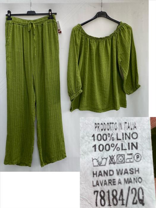 Leinen Bluse mit Carmenausschnitt