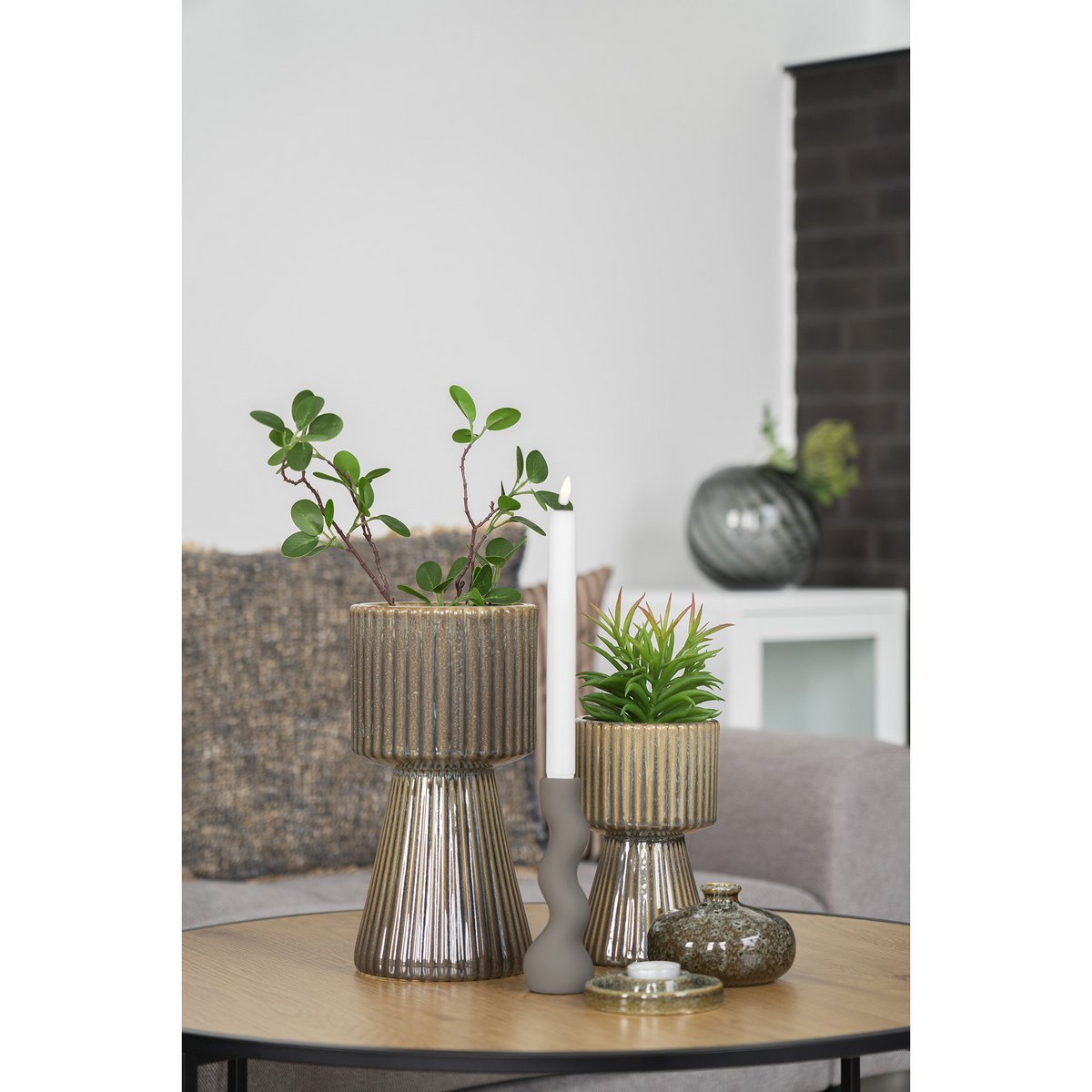 Blumentopf Keramik braun/blau