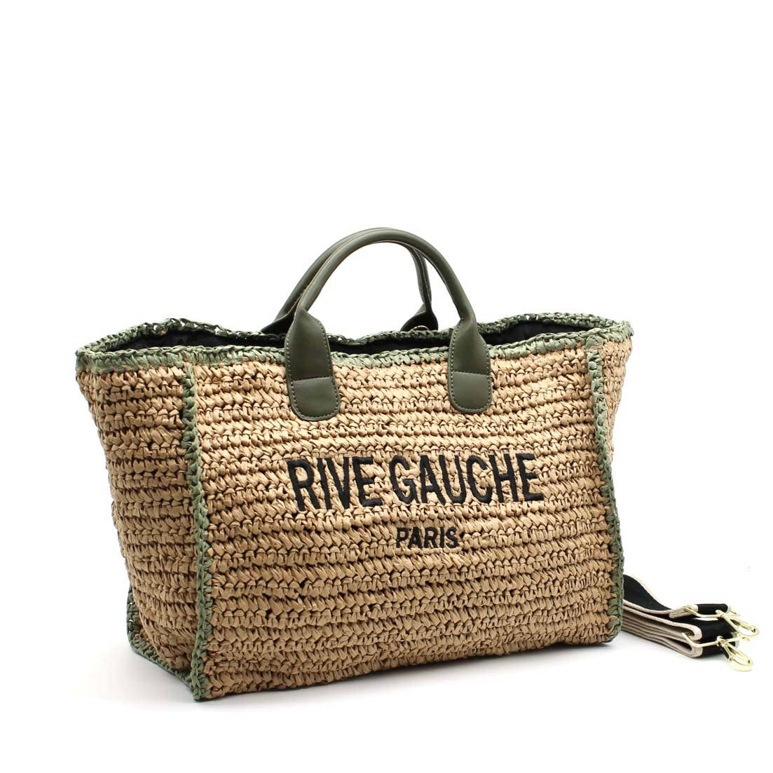 CROCHET RIVE GAUCHE zweifarbige gewebte Tragetasche