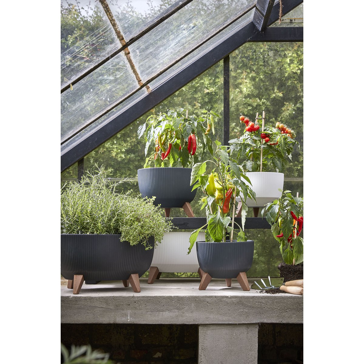 Blumentopf Doppio H20,5 x Ø40 cm – recycelter Kunststoff