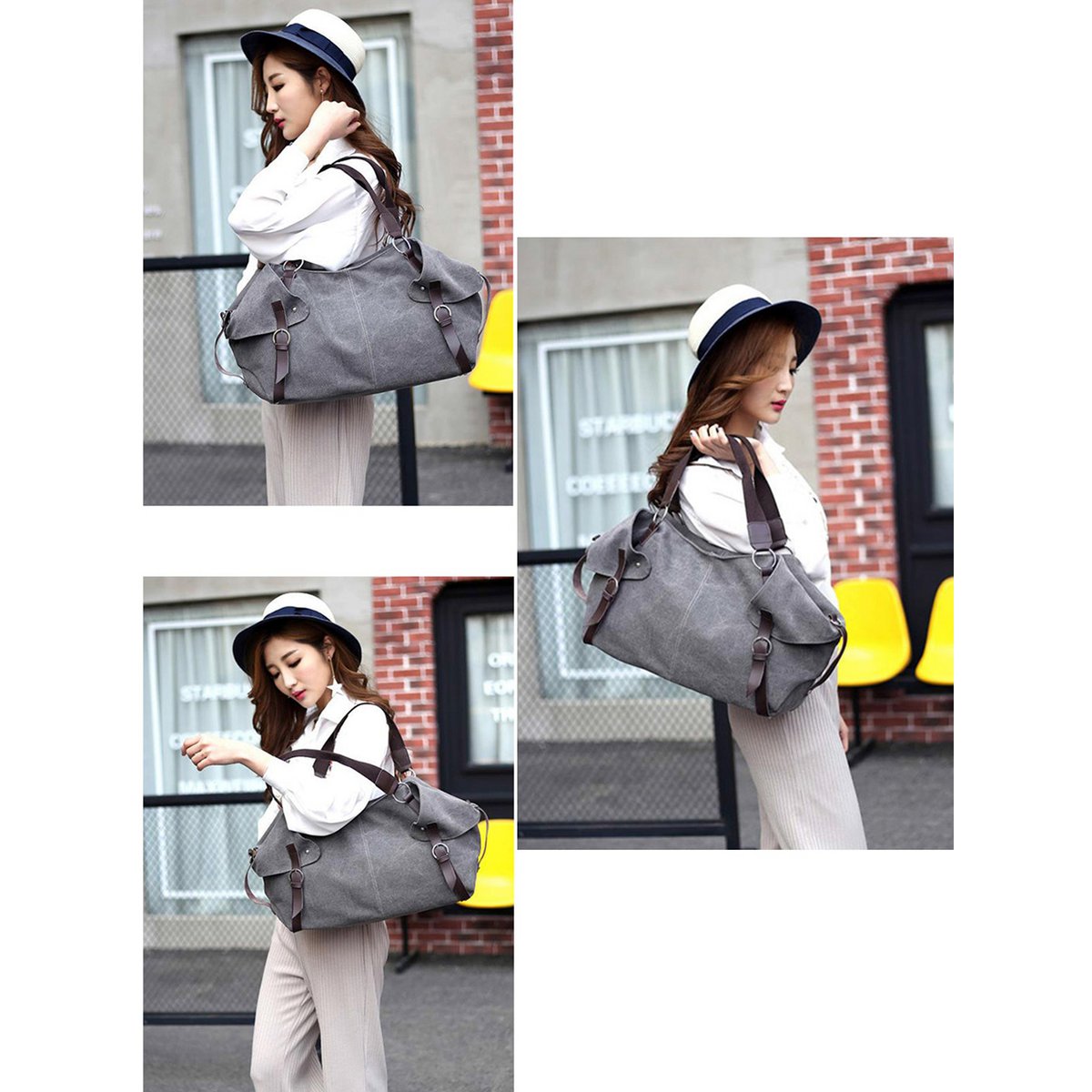 Canvas schulter Tasche braun AnBeck