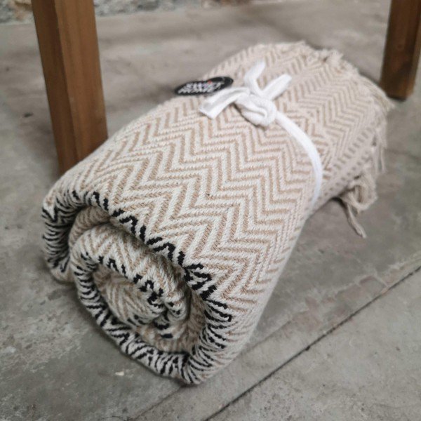 Dala recyceltes Plaid natur/schwarz