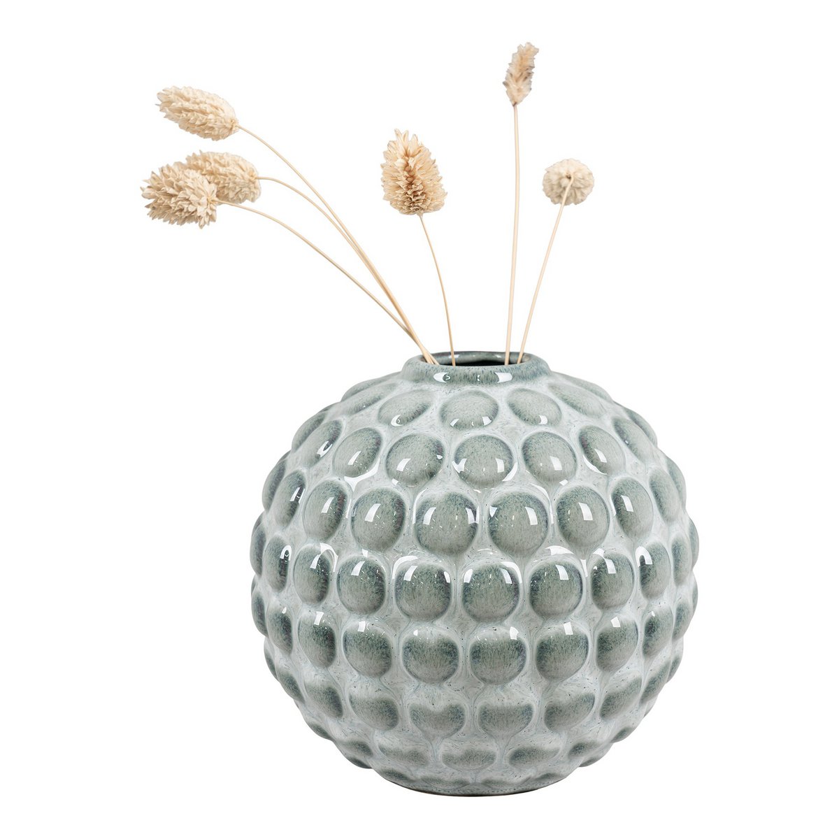 Vase aus Keramik blau klein rund
