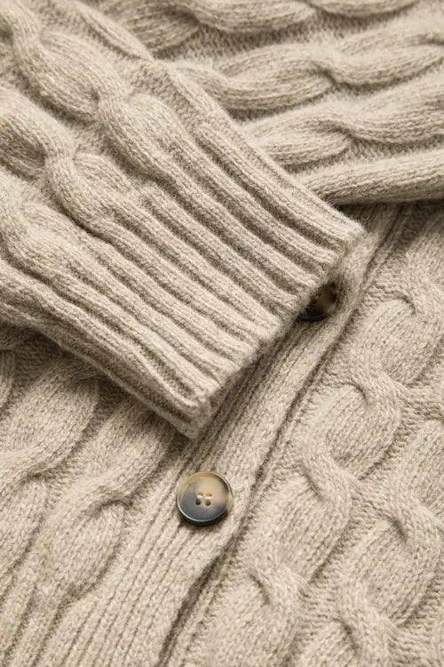 Cardigan mit Zopfmuster beige