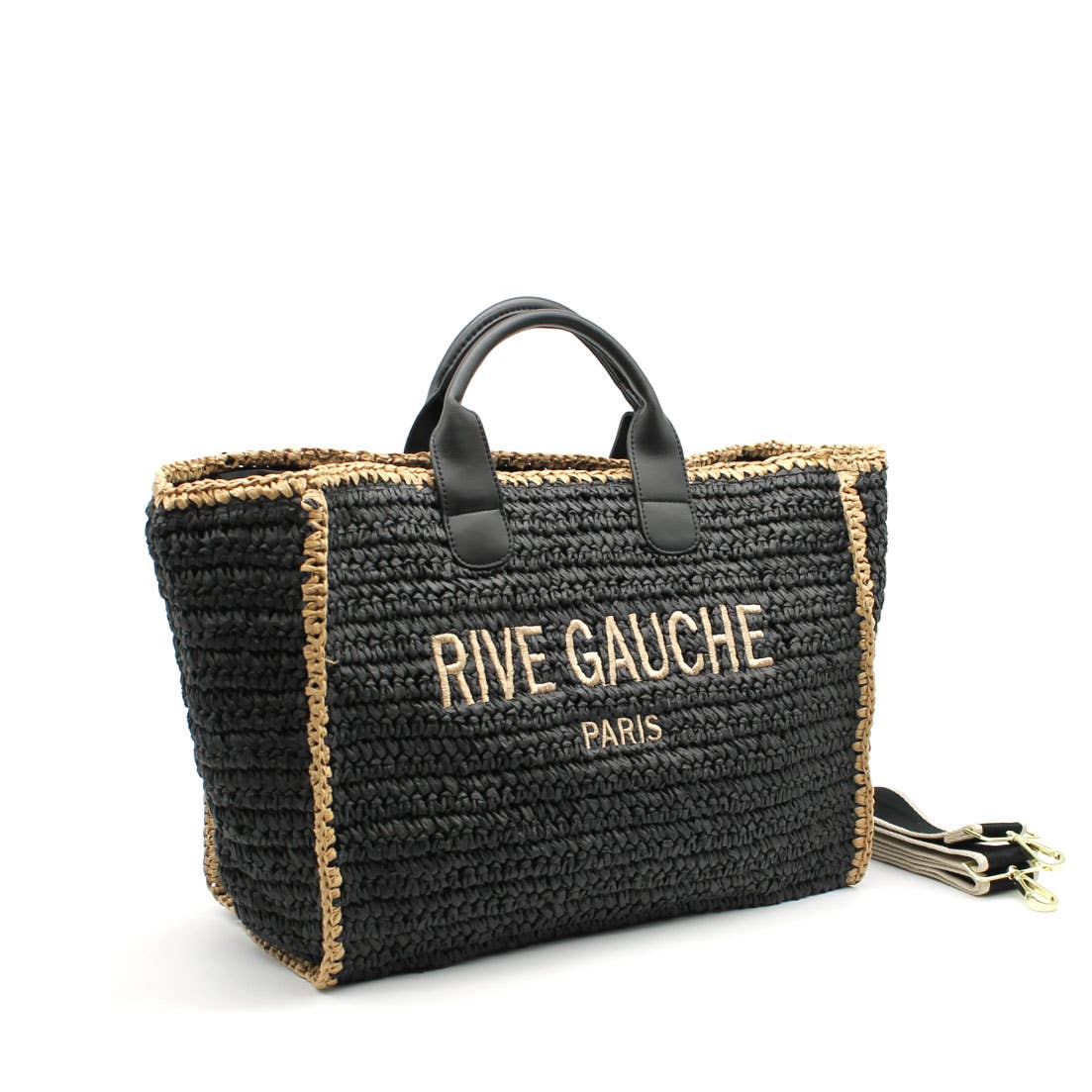CROCHET RIVE GAUCHE zweifarbige gewebte Tragetasche