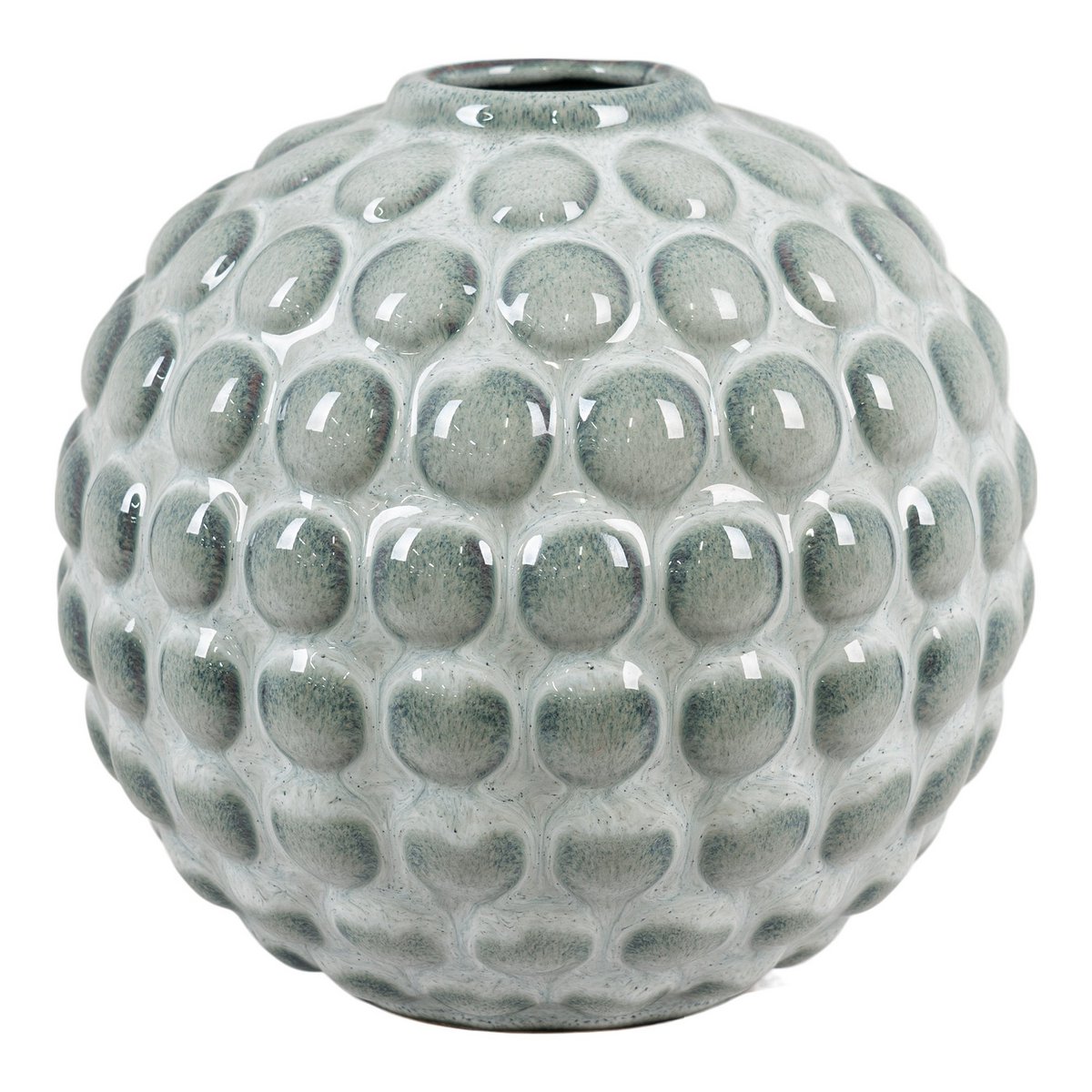 Vase aus Keramik blau klein rund