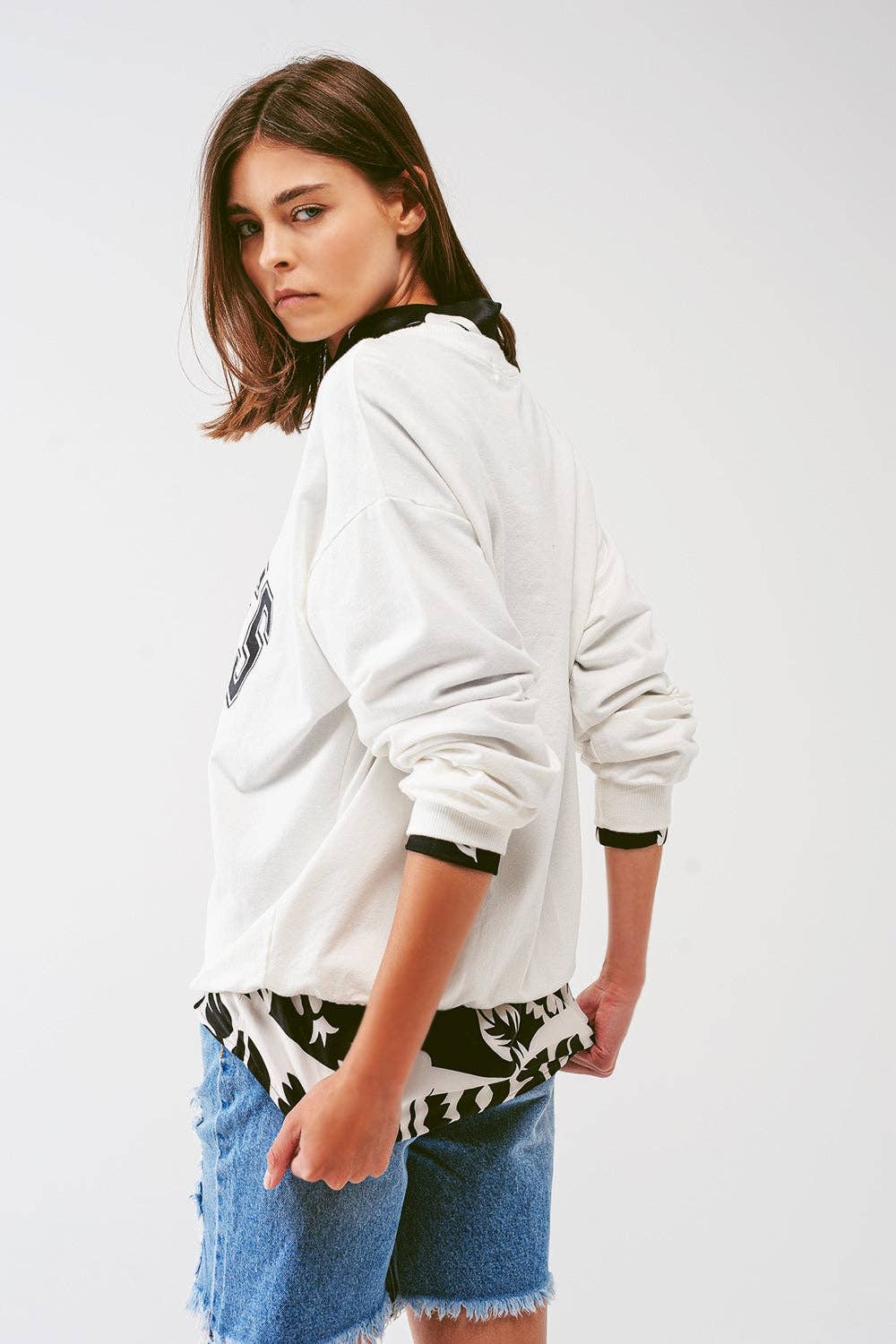 Übergroßes Sweatshirt mit Los Angeles-Text in Weiß