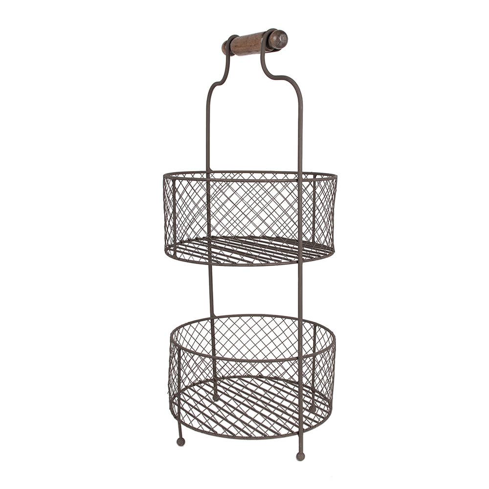 5Y1191 Korbgestell Ø 25x59 cm Braune Eisen Runde Obstschale