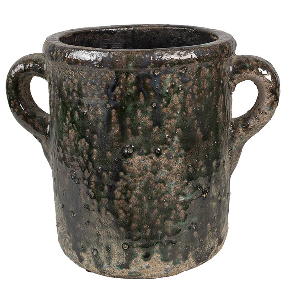 Clayre & Eef Pflanzgefäß aus grünem Terrakotta, 26 x 18 x 21 cm