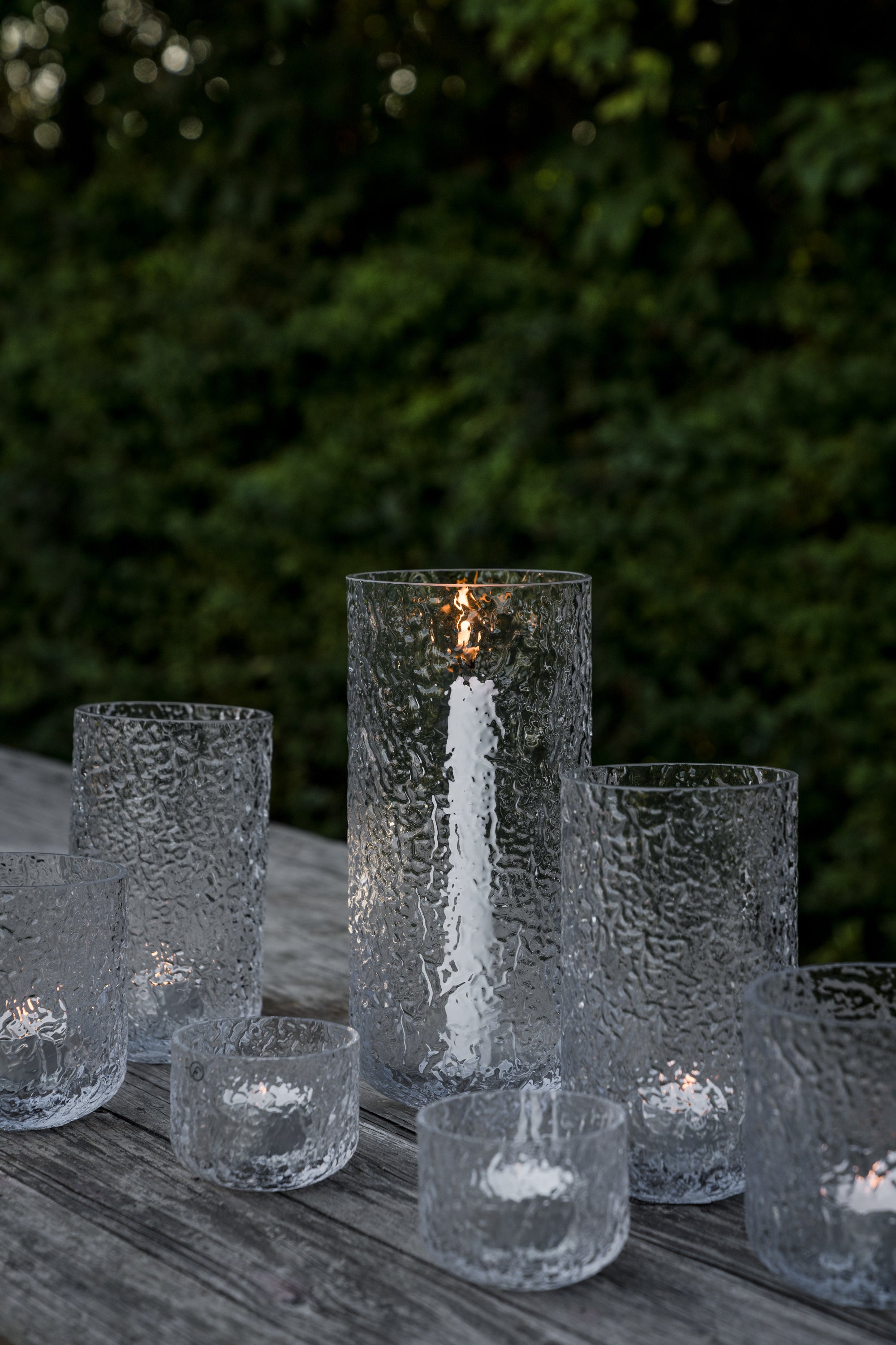 Windlicht aus Glas gemustert verschiedene Größen