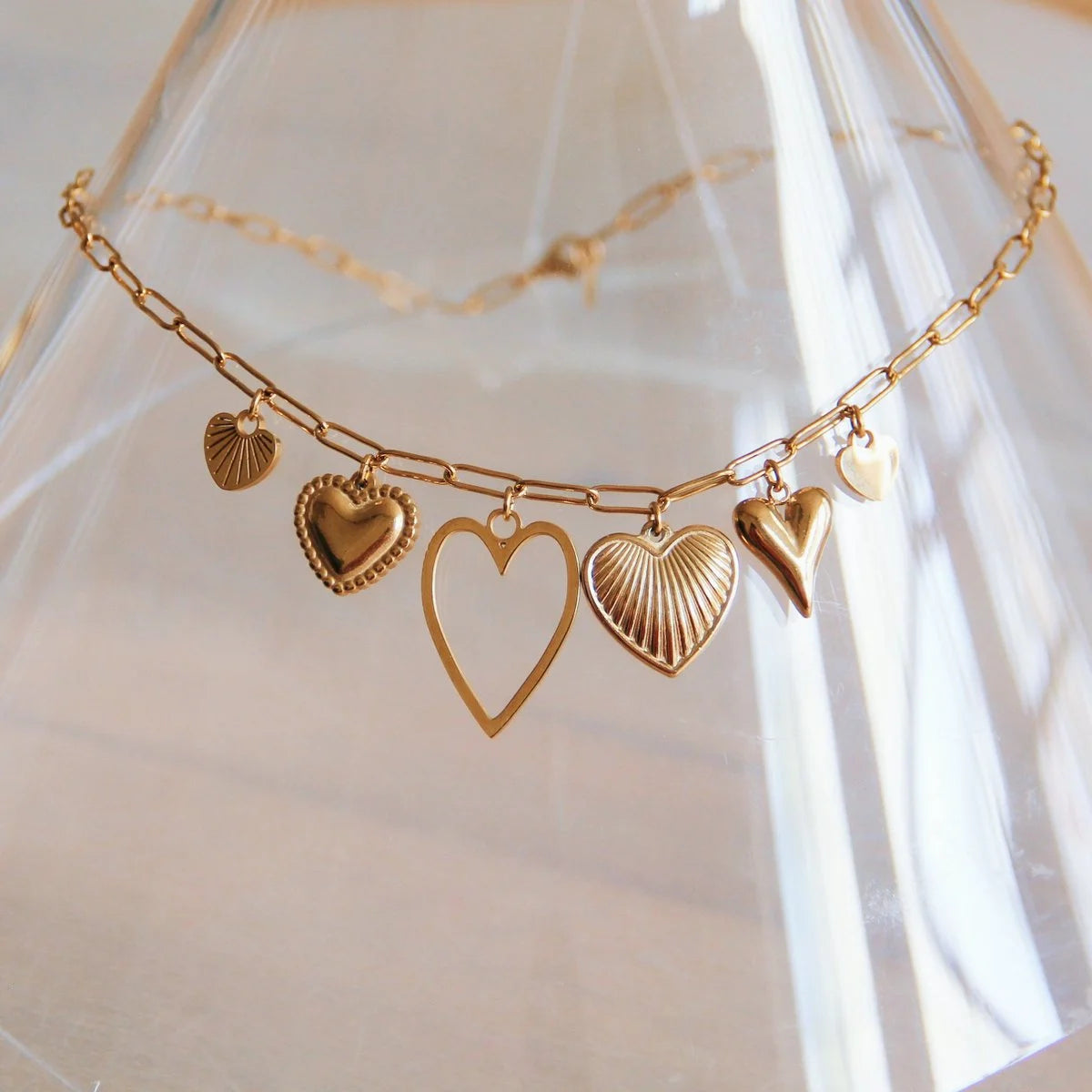 Charm Halskette aus Edelstahl gold
