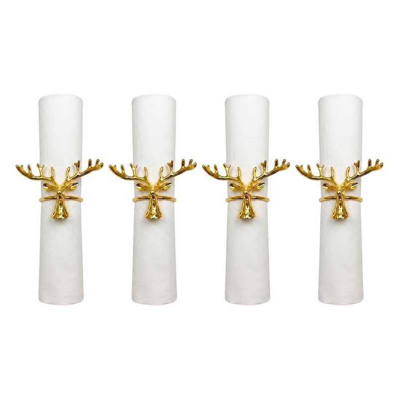 Set mit 4 goldenen Rentier-Hirsch Servietten Ringen